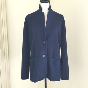 J Crew navy Merino wool sweater / jacket sz M